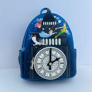 Loungefly Peter Pan Clock Glow in the Dark Mini Backpack NWT